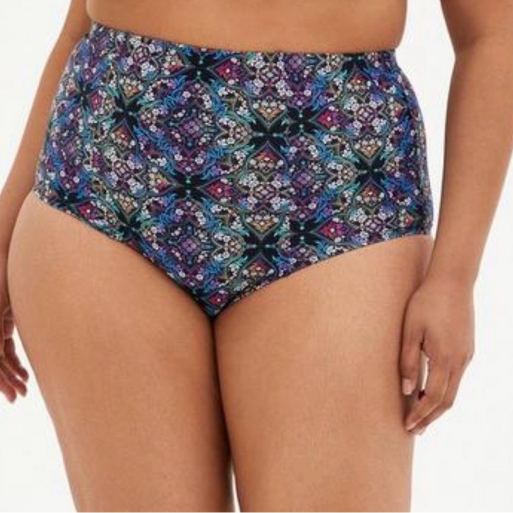 NWT Torrid sz 4 Medallion High-Rise Strappy Back Bathing Swim Suit Bottom 4X